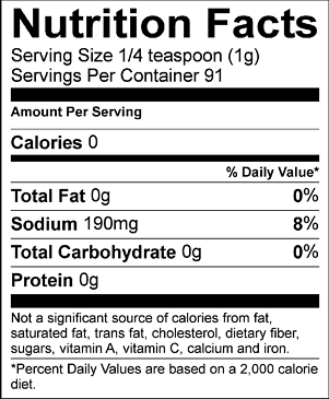 Spud Spikes Garlic Blend Nutrition Facts Panel