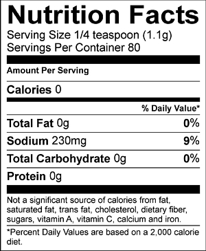 Spud Spikes Pepper Blend Nutrition Facts Panel