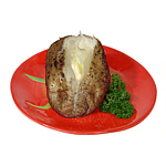 Baked Potato on Red Dish