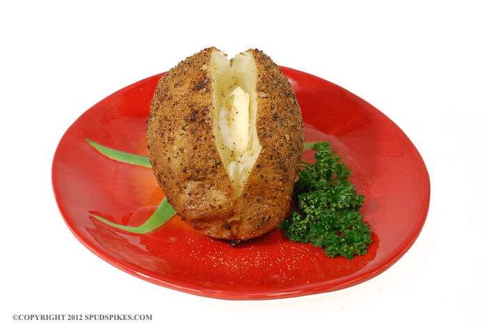 A great tasting potato made with Spud Spikes potato nails and seasoning!