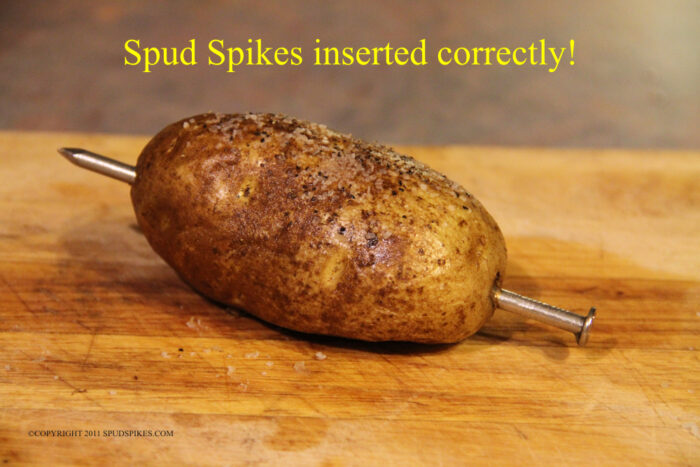 Spud Spikes inserted correctly into potato