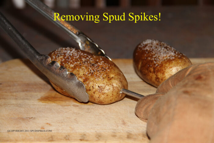 Removing Spud Spikes from the potato.