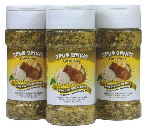 Spud Spikes Gourmet Potato Skin Rub and Everyday Seasoning Garlic 3-pack